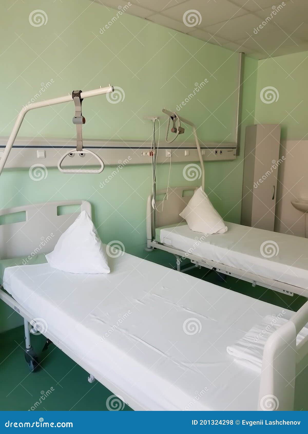 Two Hospital Beds on Wheels in a Hospital Bed Stock Photo Image of