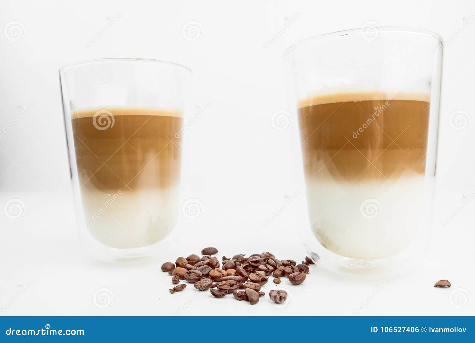 Hot Coffee Drinks With Milk With Coffee Beans Stock Photo - Image of