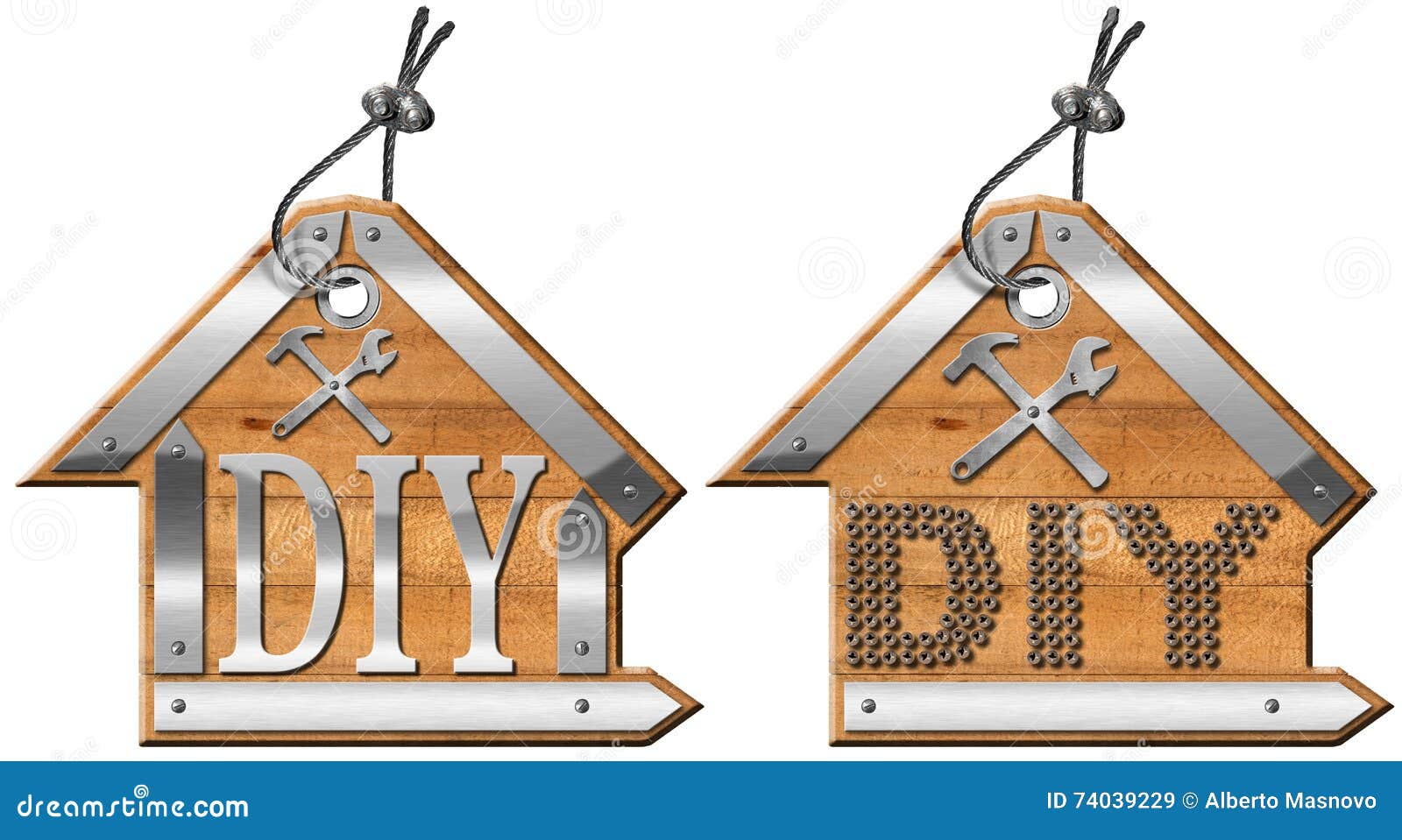 Two House Shaped Labels For Diy Store Stock Illustration - Illustration of advertising, hobby ...