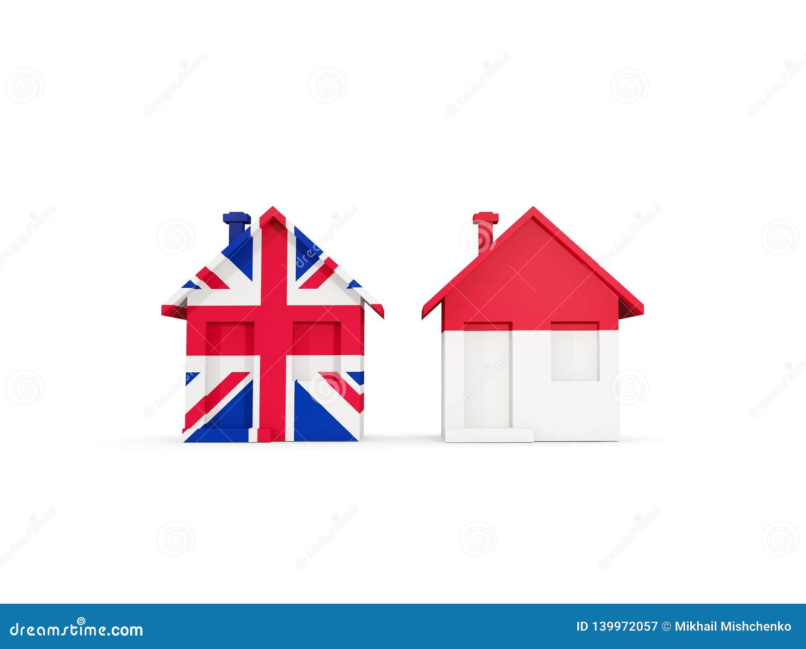 Two Houses With Flags Of United Kingdom And Indonesia Stock Illustration Illustration Of Background Illustration