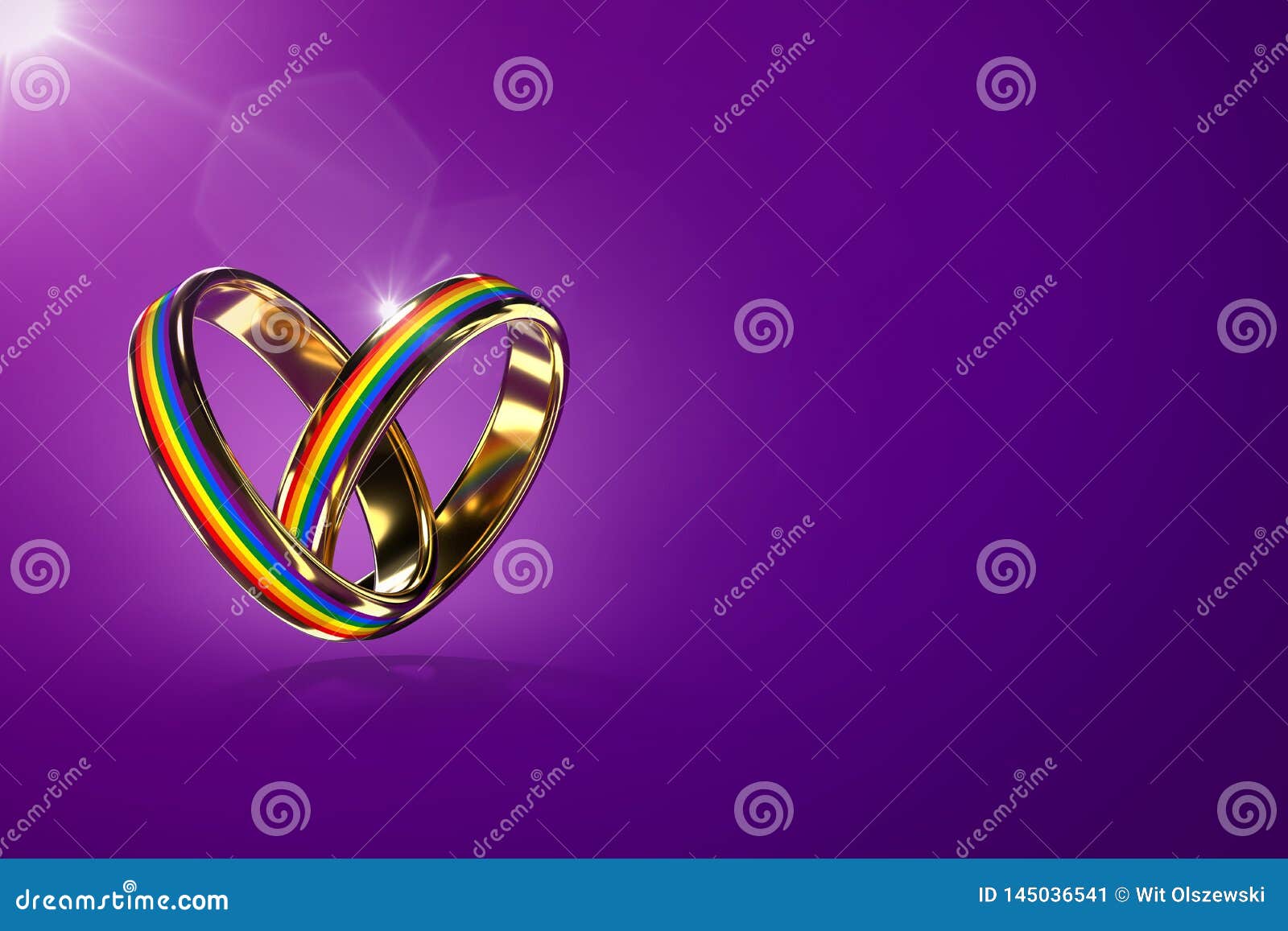 Two Hovering Wedding Rings With Rainbow Colors Isolated On
