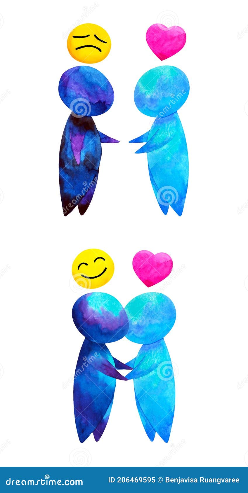 Two Human Compassion Empathy Love Heart Understanding Abstract Art  Watercolor Painting Illustration Design Drawing Cartoon Symbol Stock  Illustration - Illustration of help, heart: 206469595