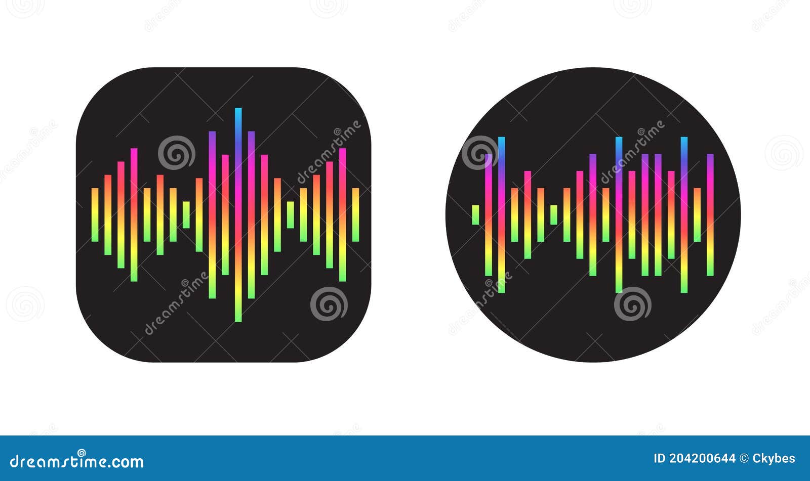 Two Icons Design with Waves of the Equalizer. EQ Vector Illustration