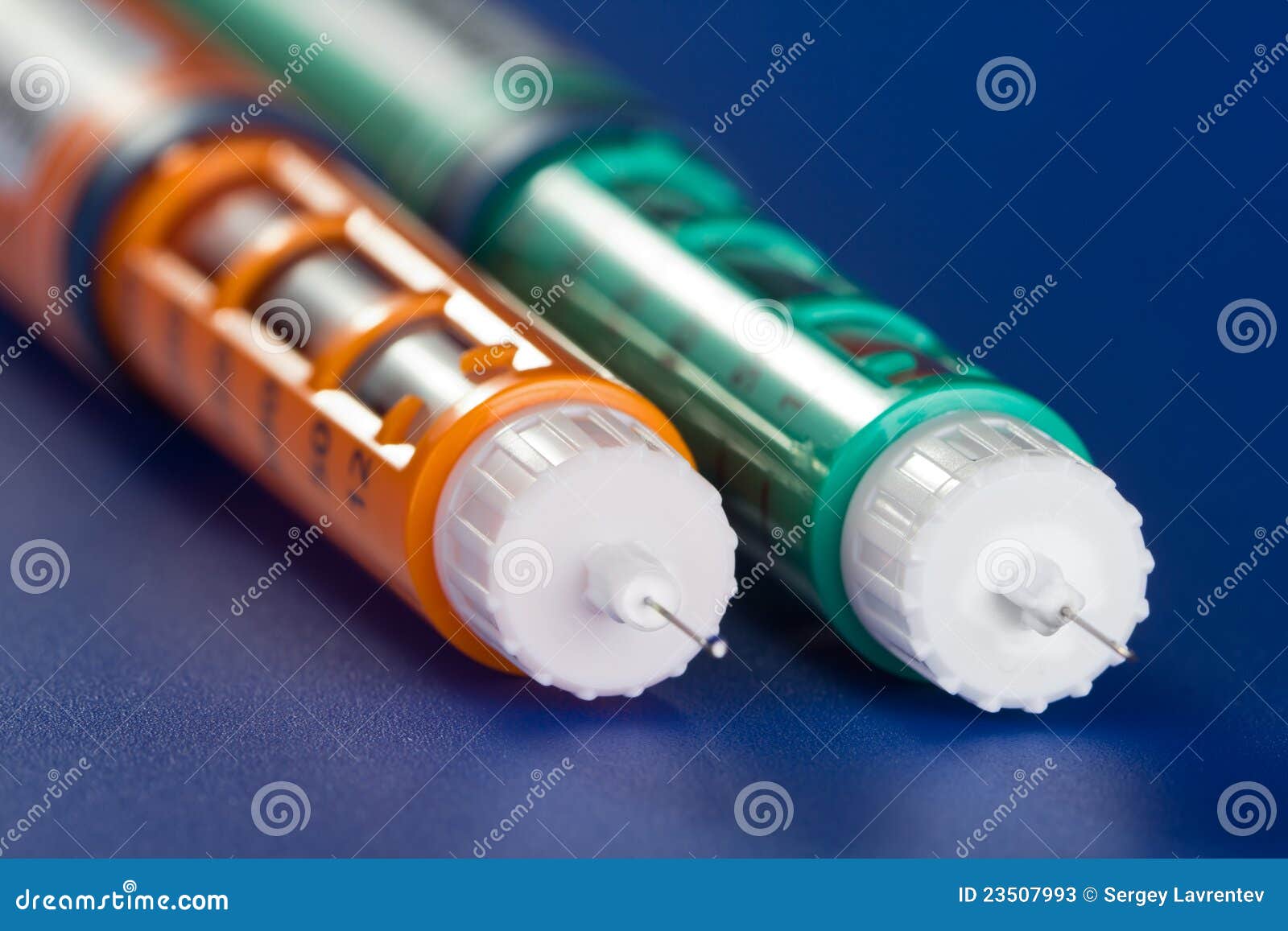 Two insulin syringe pen stock image. Image of short, care 23507993