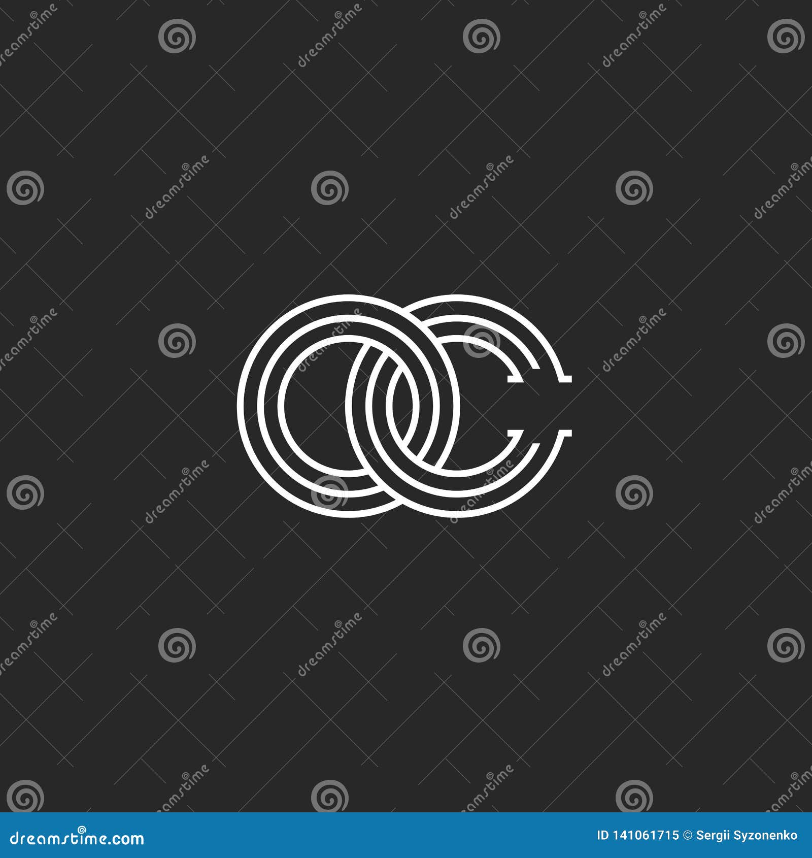 two intersection letters oc logo monogram, co emblem infinity , o and c initials loop 