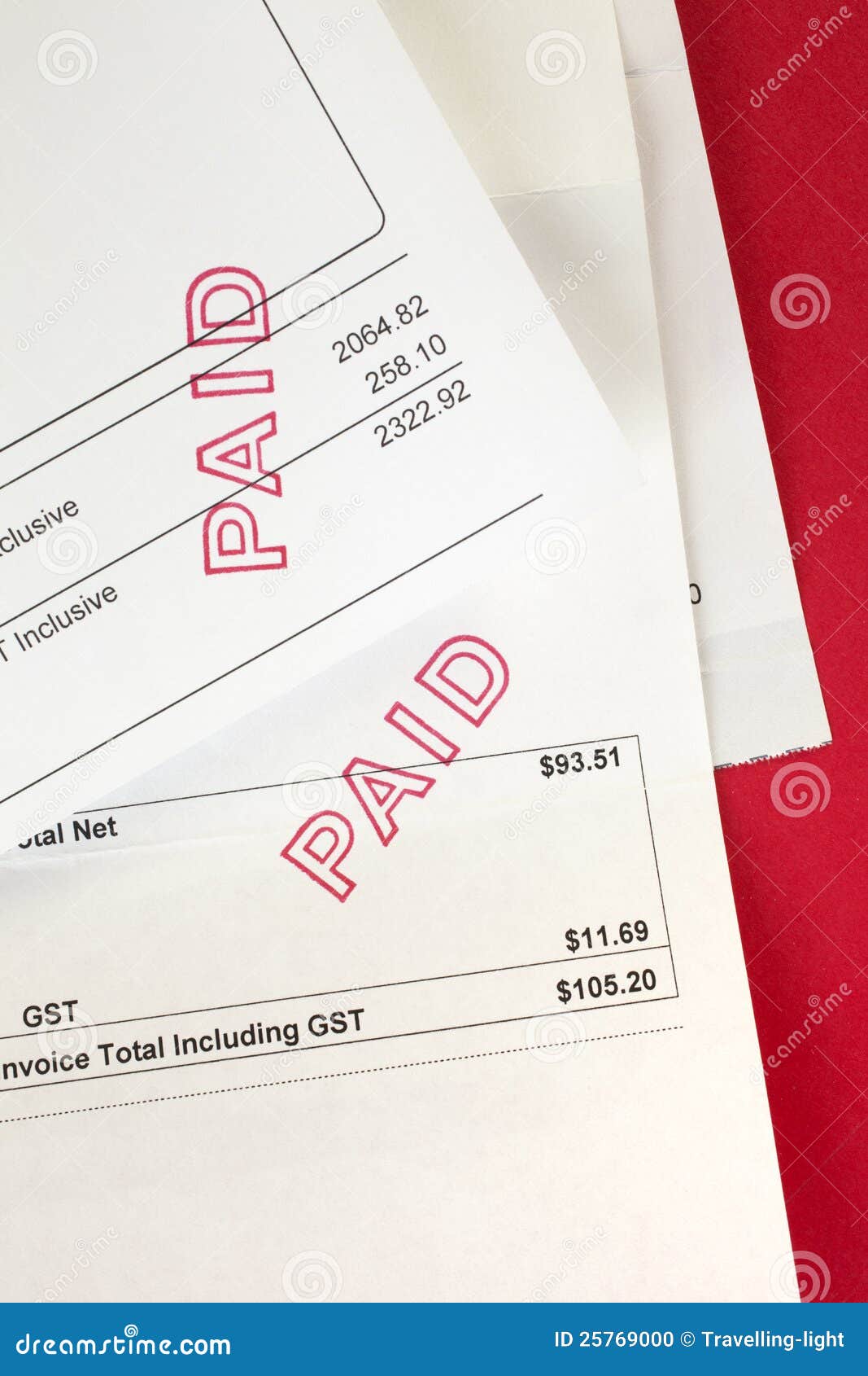 Two Invoices with Paid Stamp Stock Photo - Image of vertical, invoice
