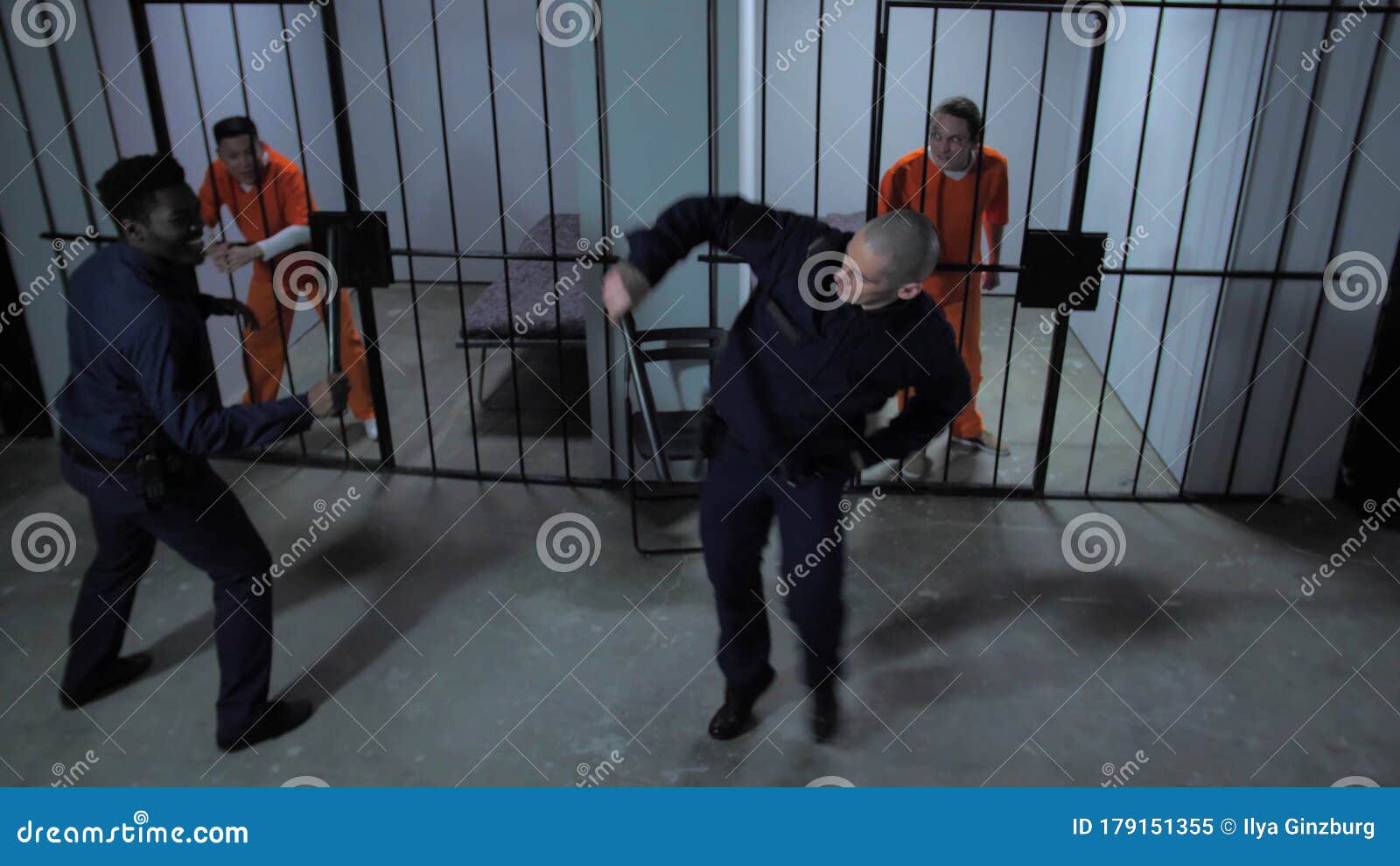 Two Jailers Fight with Batons Stock Image Image of beat, convict