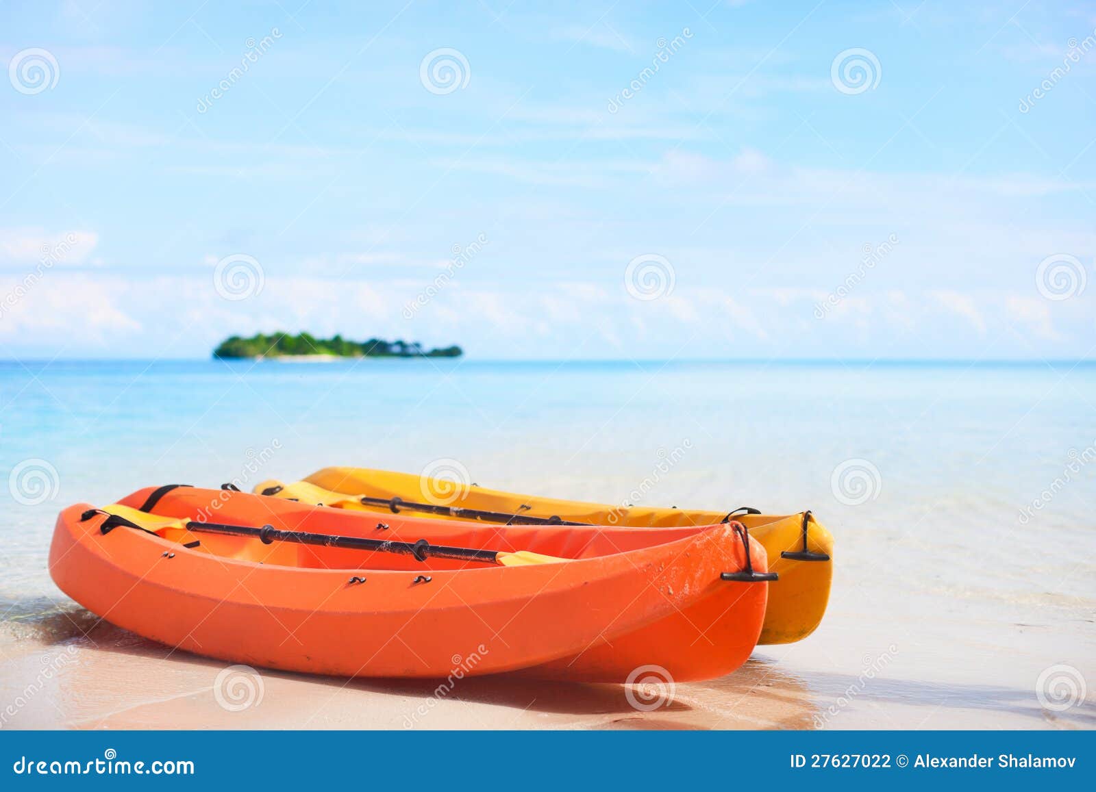 Two Kayaks at Tropical Beach Stock Photo Image of canoe, sport 27627022