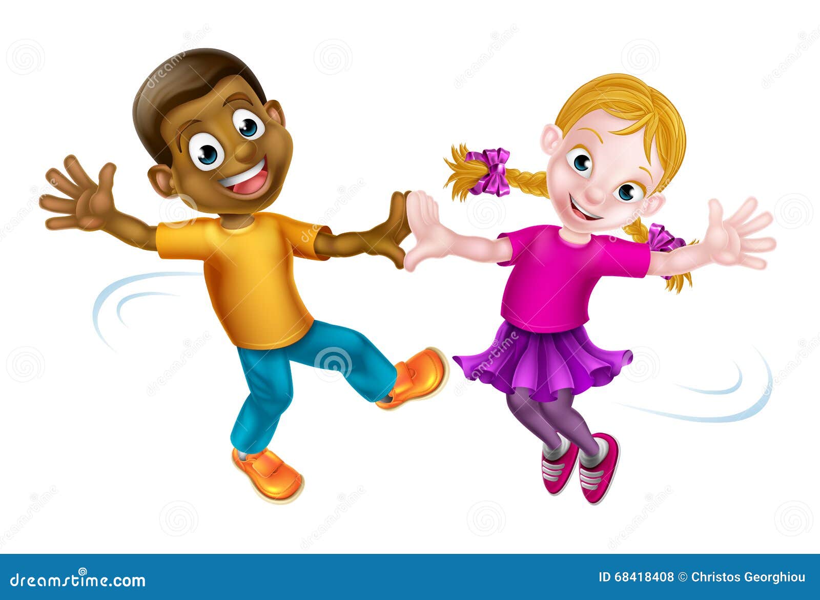 Dancing Children Silhouettes Cartoon Vector | CartoonDealer.com #89625813
