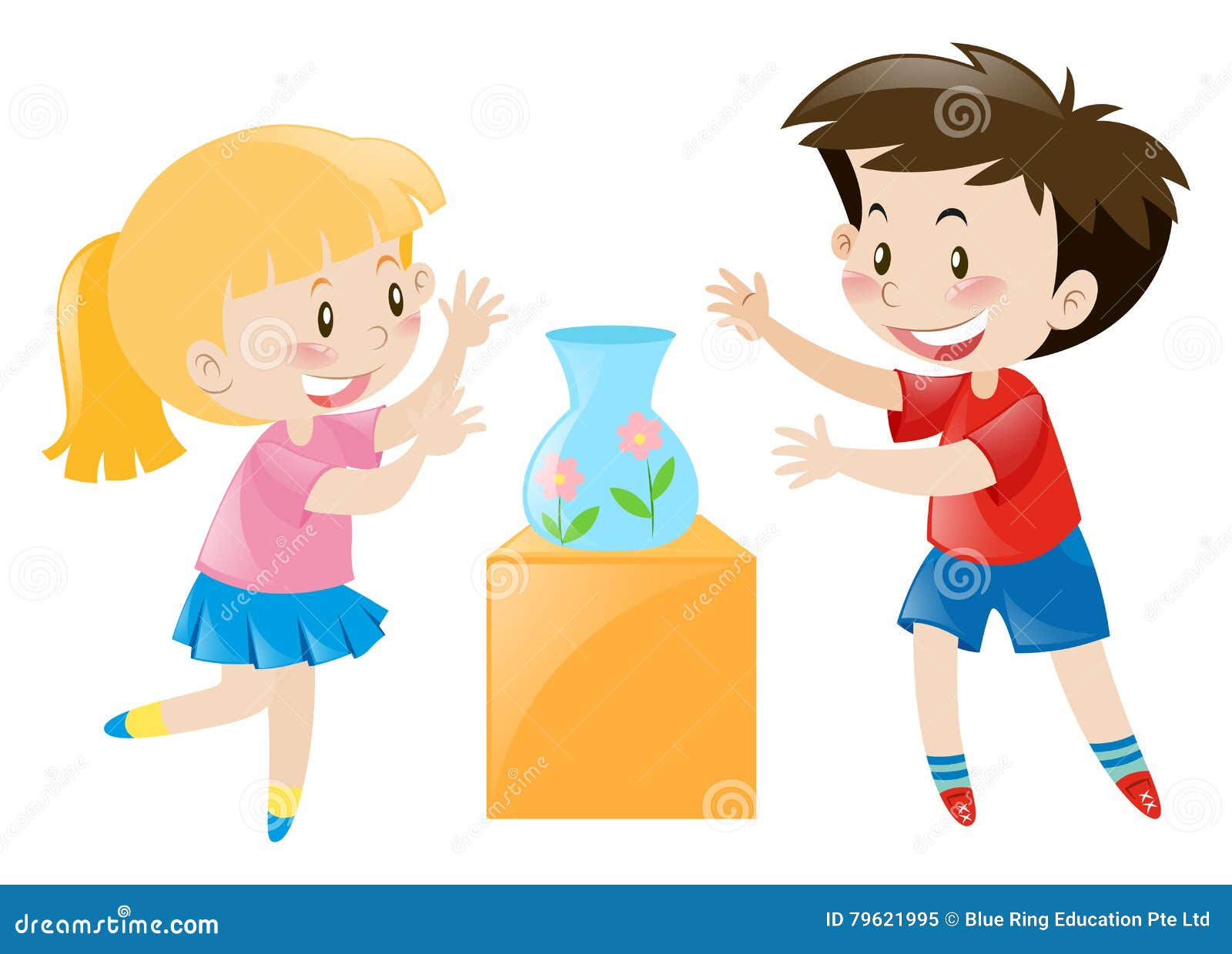 Two kids and empty vase stock vector. Illustration of white 79621995