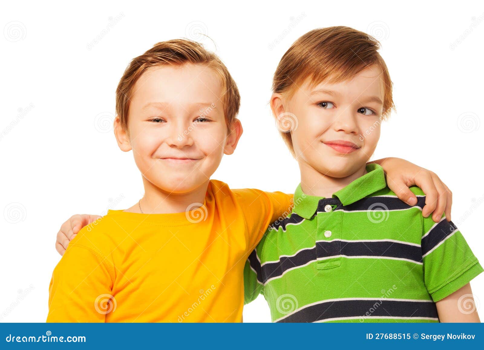 Two Kids Friends Standing Together Stock Image - Image of ...