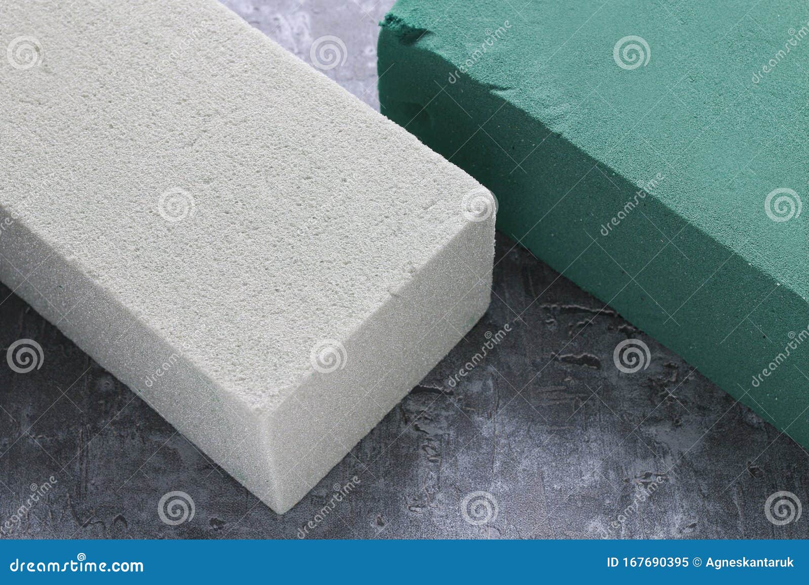 Two kinds of floral foam stock image. Image of grey - 167690395