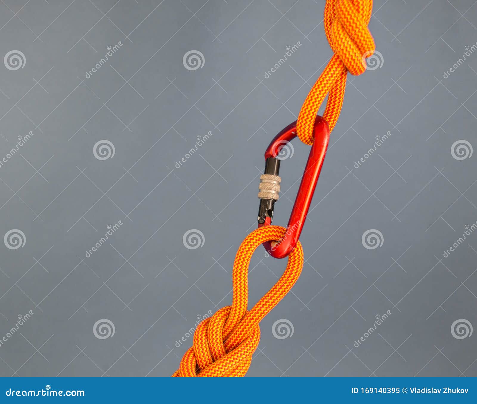 Two Knots Connected by a Carbine Stock Image - Image of background