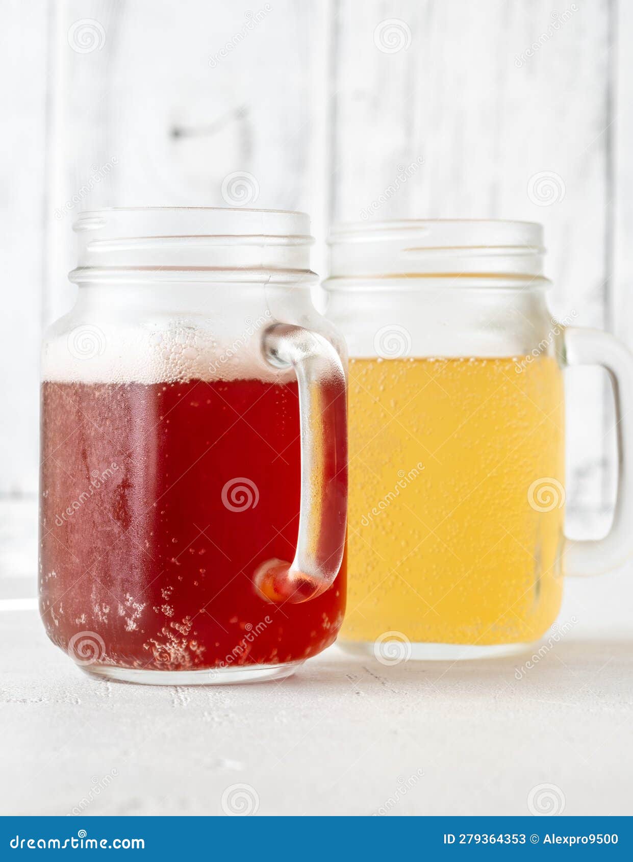 Two kombucha jars stock image. Image of jars, kvass 279364353