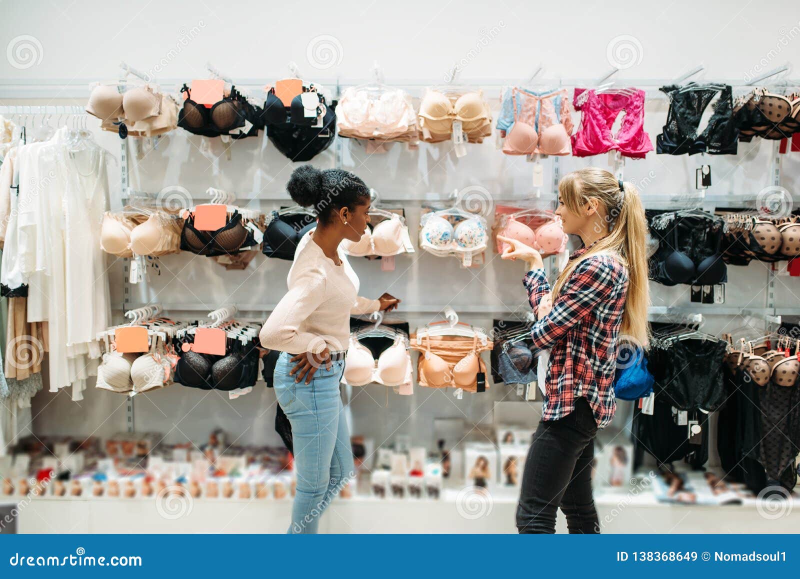 Two Ladies at the Showcase in Lingerie Department Stock Image - Image of  lady, consumer: 138368649
