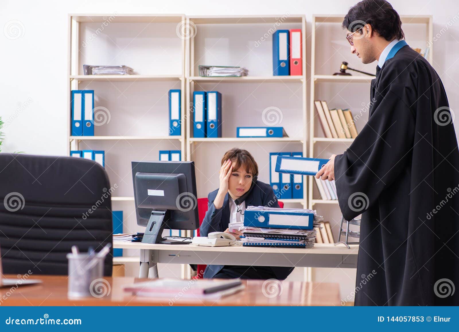 The Two Lawyers Working in the Office Stock Image Image of explaining