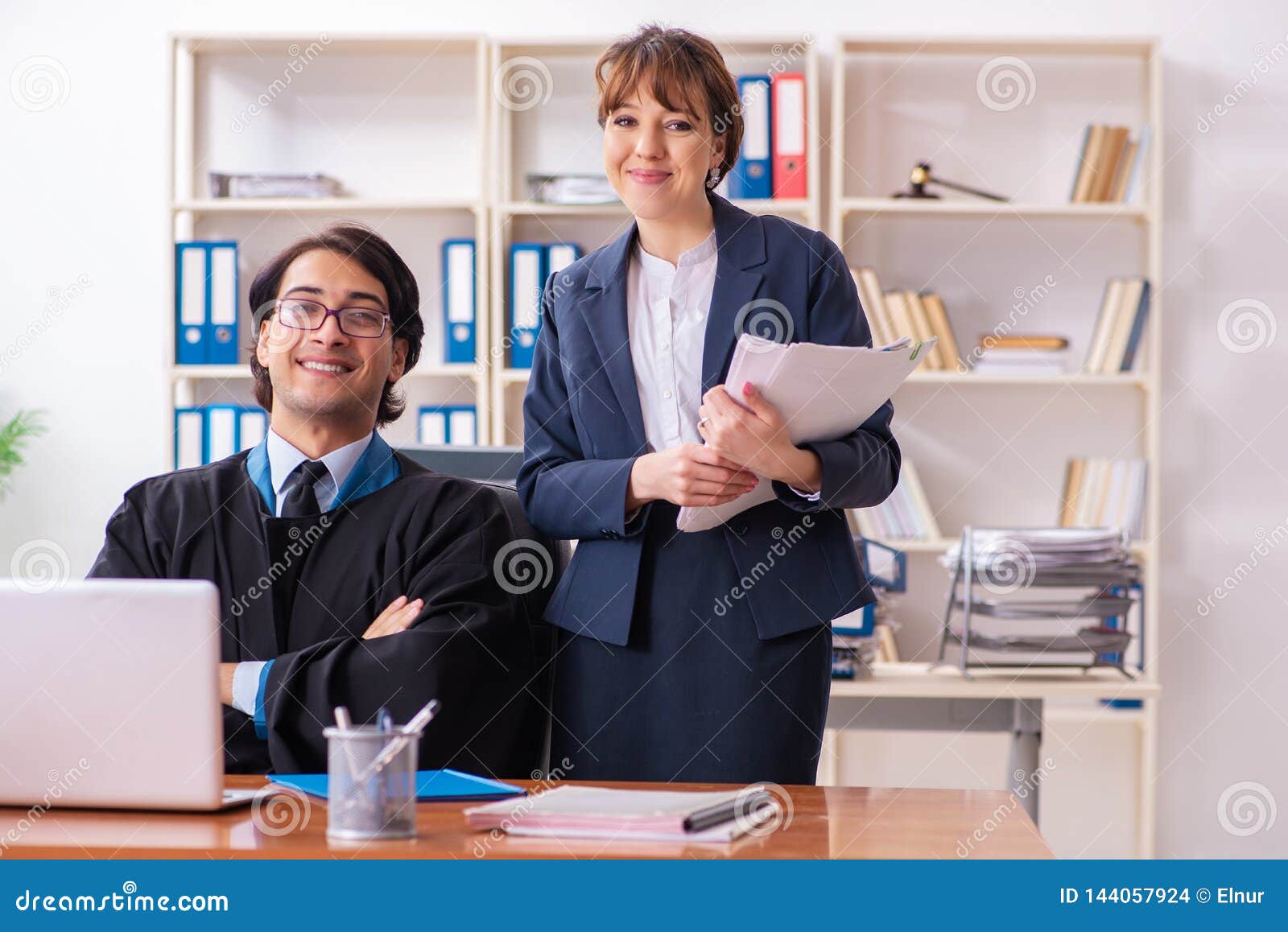 The Two Lawyers Working in the Office Stock Photo Image of gown