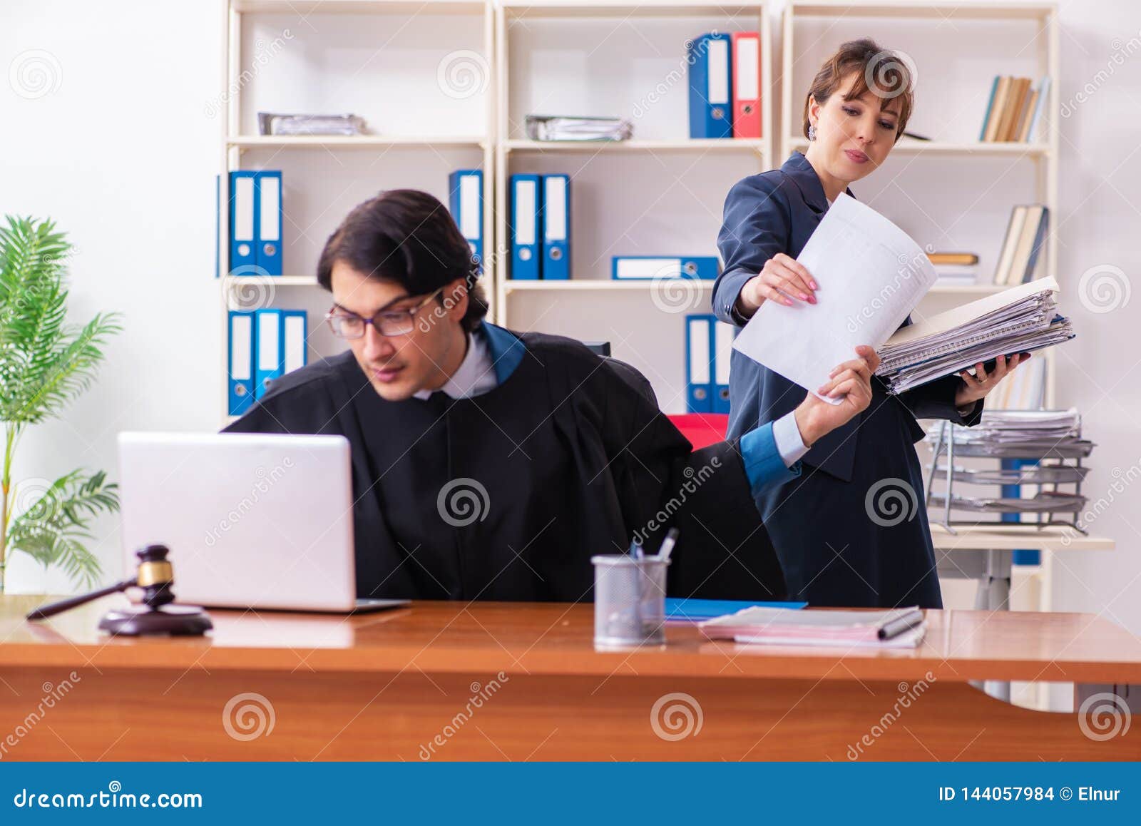 The Two Lawyers Working in the Office Stock Photo Image of gown