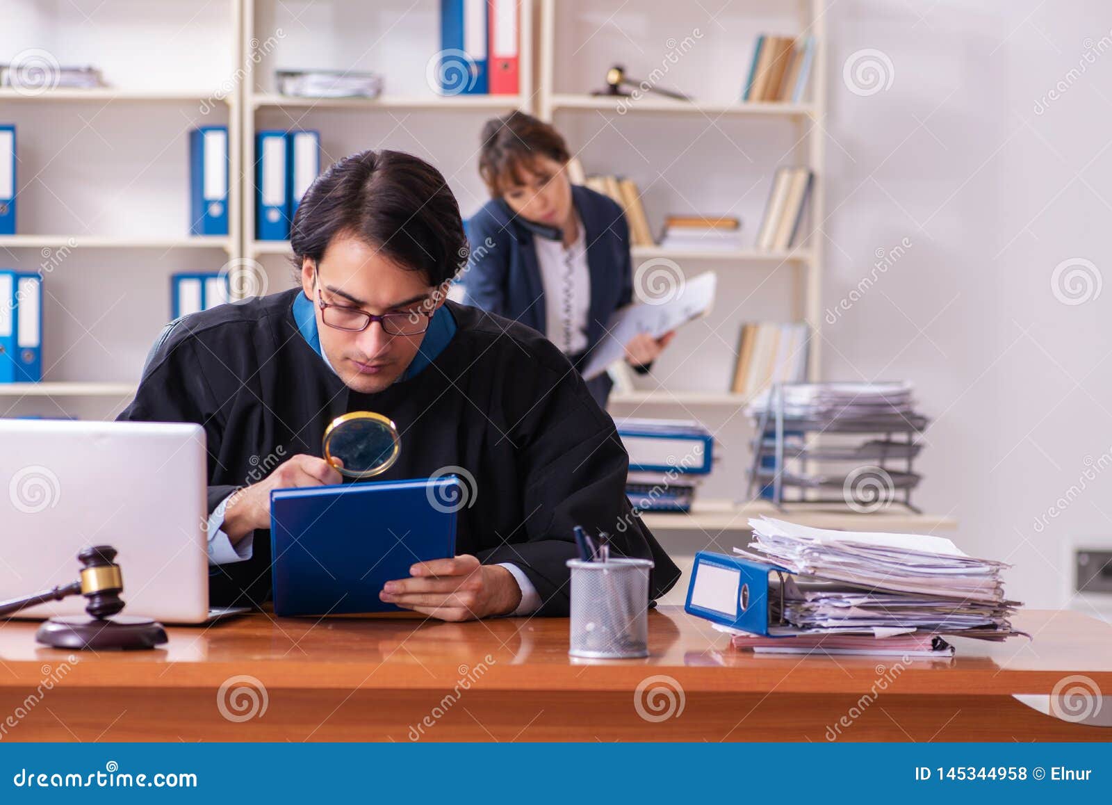 The Two Lawyers Working in the Office Stock Photo Image of glass
