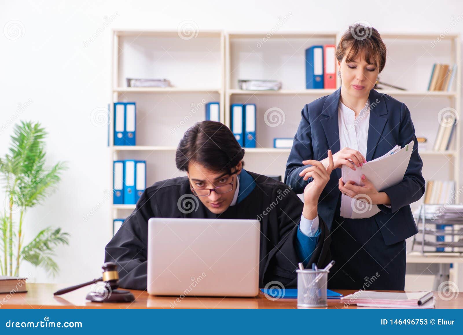 The Two Lawyers Working in the Office Stock Image Image of gown