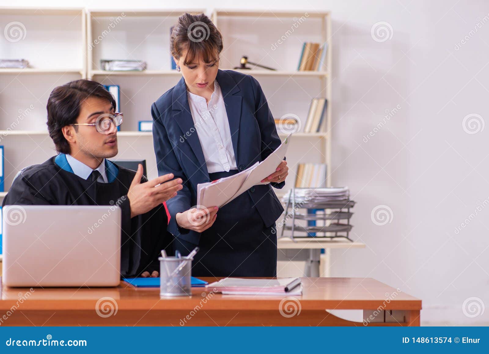 Two Lawyers Working in the Office Stock Photo Image of judgment