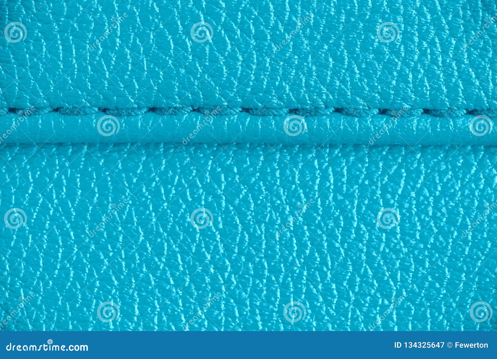 Two Layers of Blue Cyan Leather Textile Sewed Stitched Tightly Together ...
