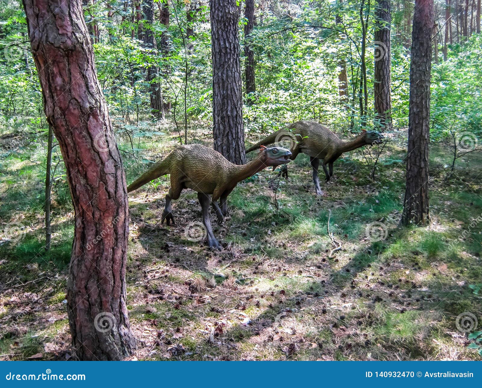 Two Legged Herbivorous Dinosaur in Forest Stock Photo - Image of ...