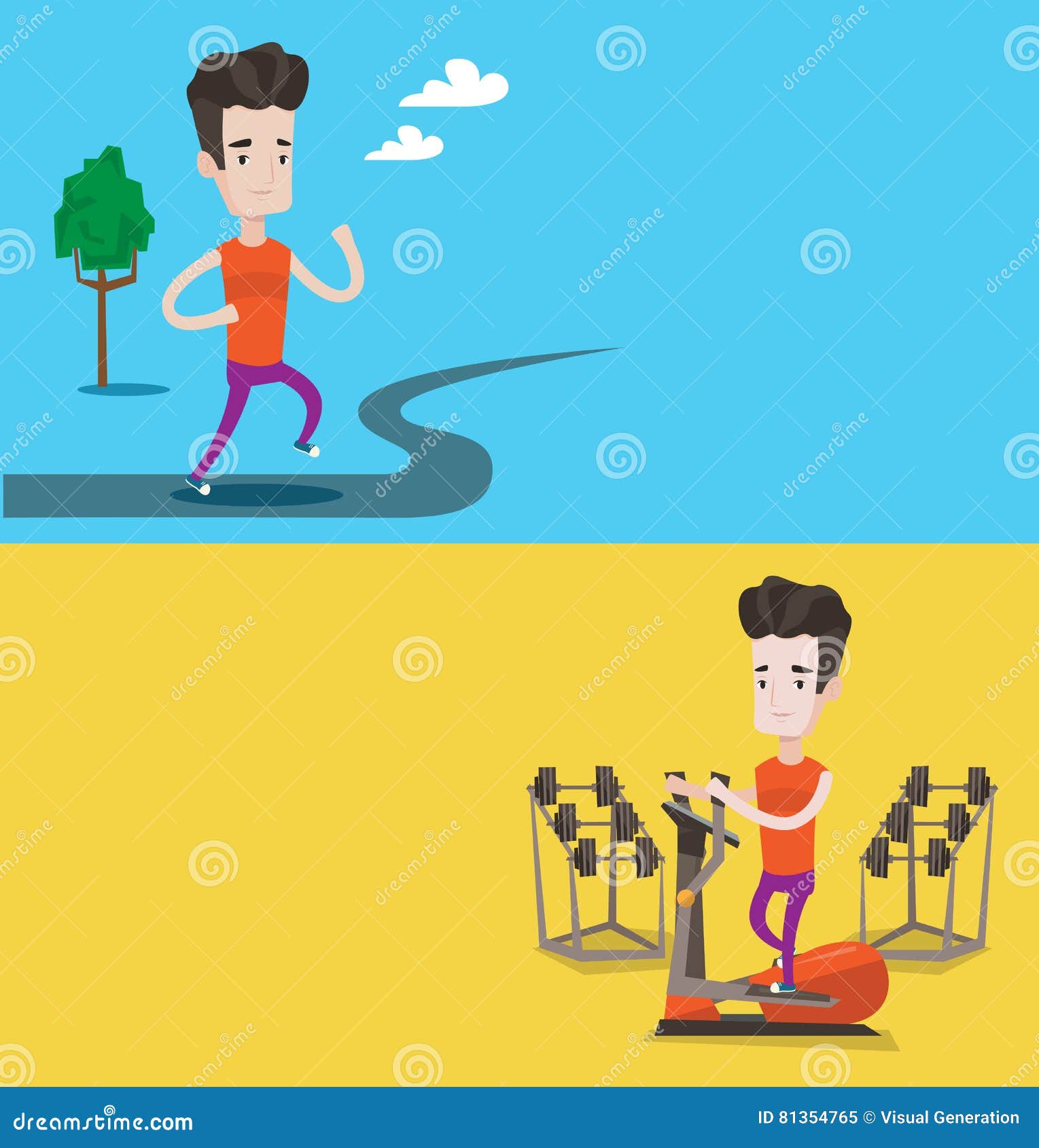 Two Lifestyle Banners With Space For Text Stock Vector Illustration Of Exercise Layout 81354765