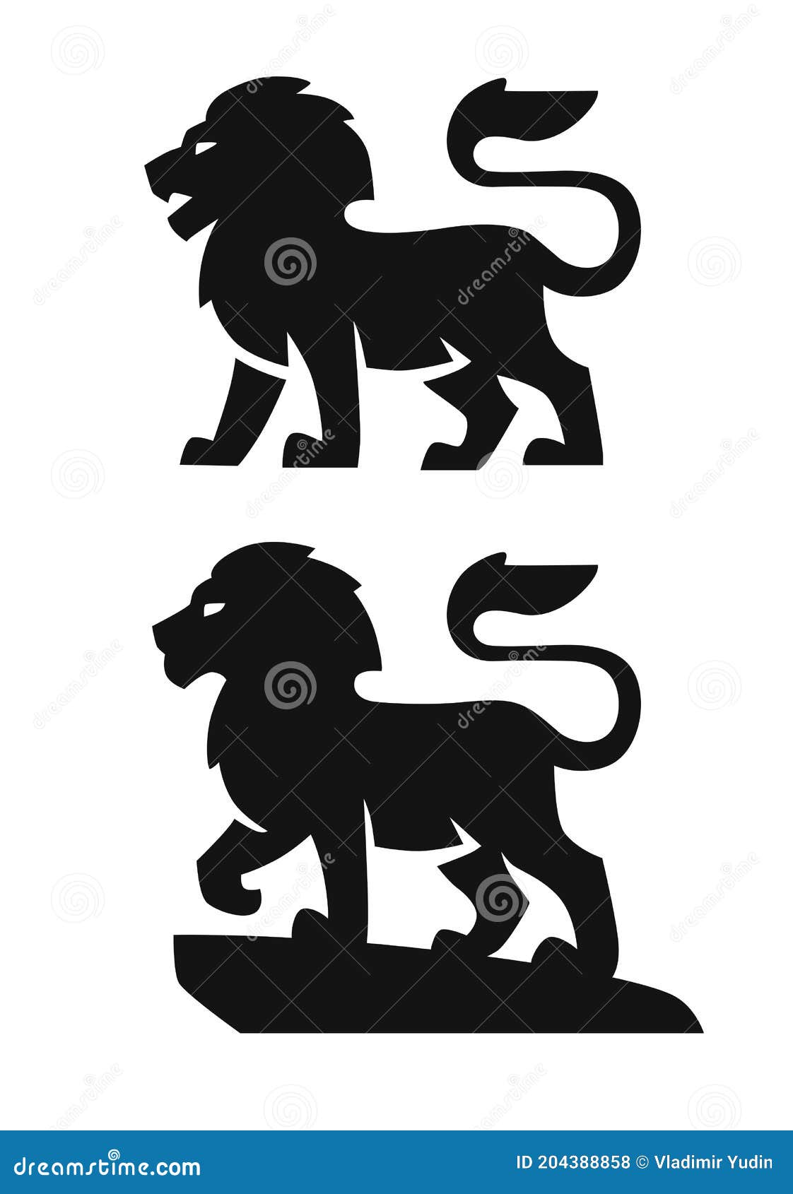 Two Lion Logos on White Background Stock Vector Illustration of crest
