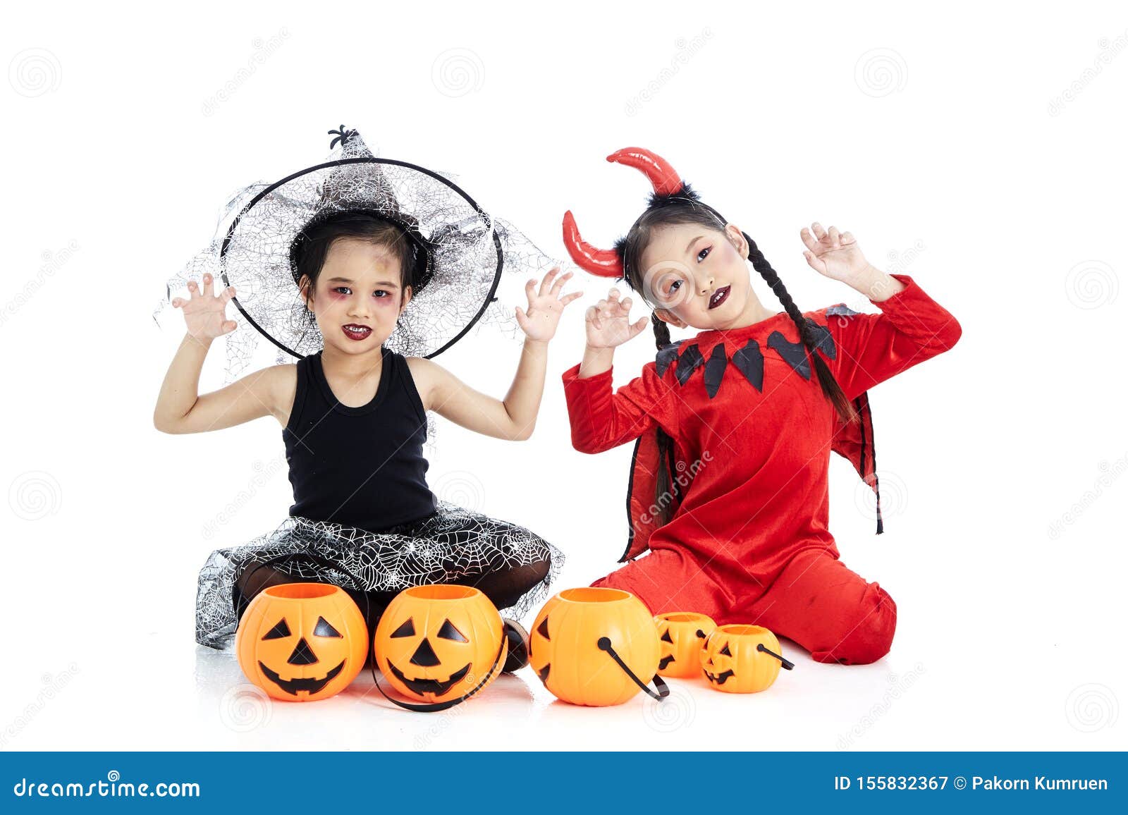 Asian Girl With Face-Paint In Halloween Stock Image - Image Of Expression,  Celebration: 155832367
