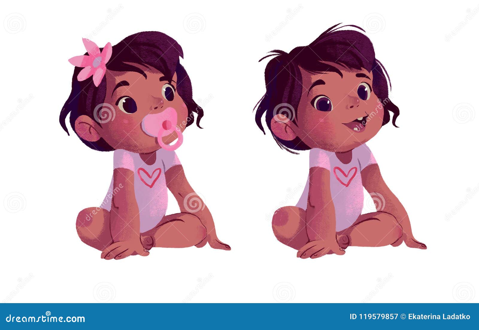 Two little baby girls stock illustration. Illustration of white - 119579857