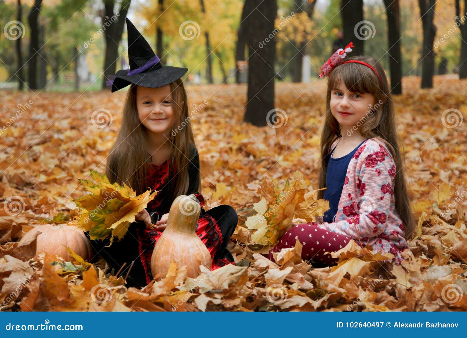 Two Girls in Halloween Costumes Stock Image - Image of celebration ...