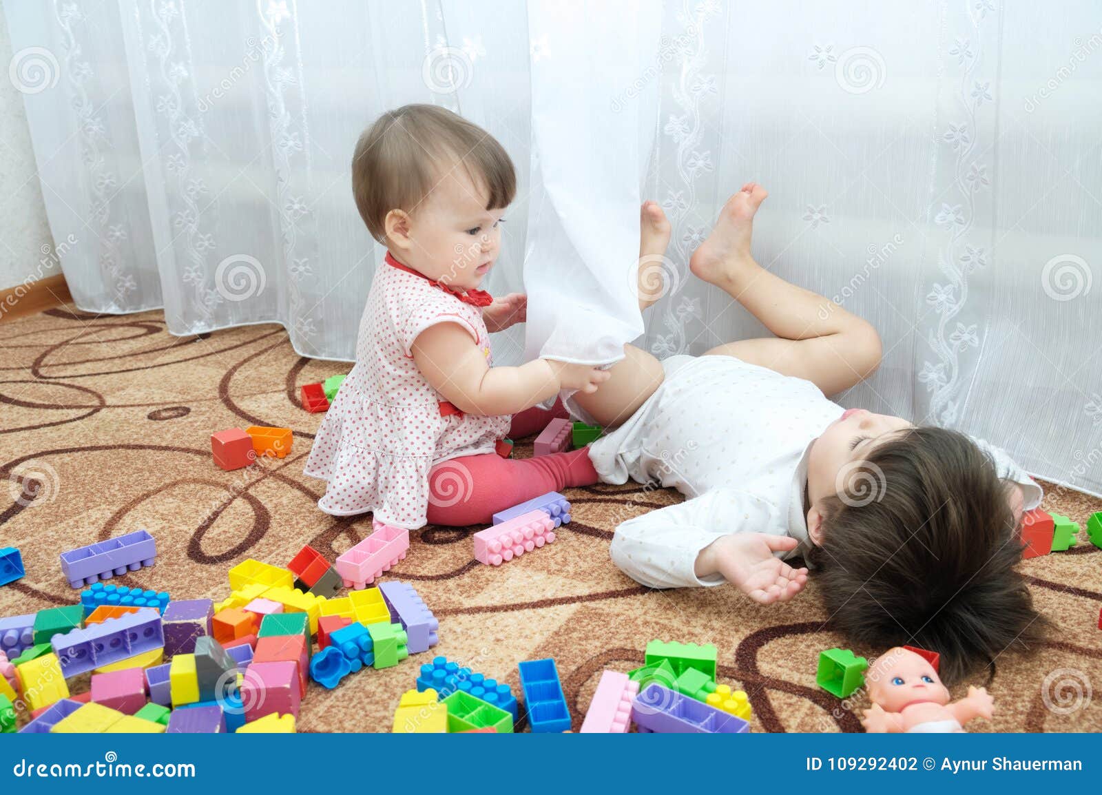Two Little Girls Playing Sisters Baby And Toddler Play Constructor