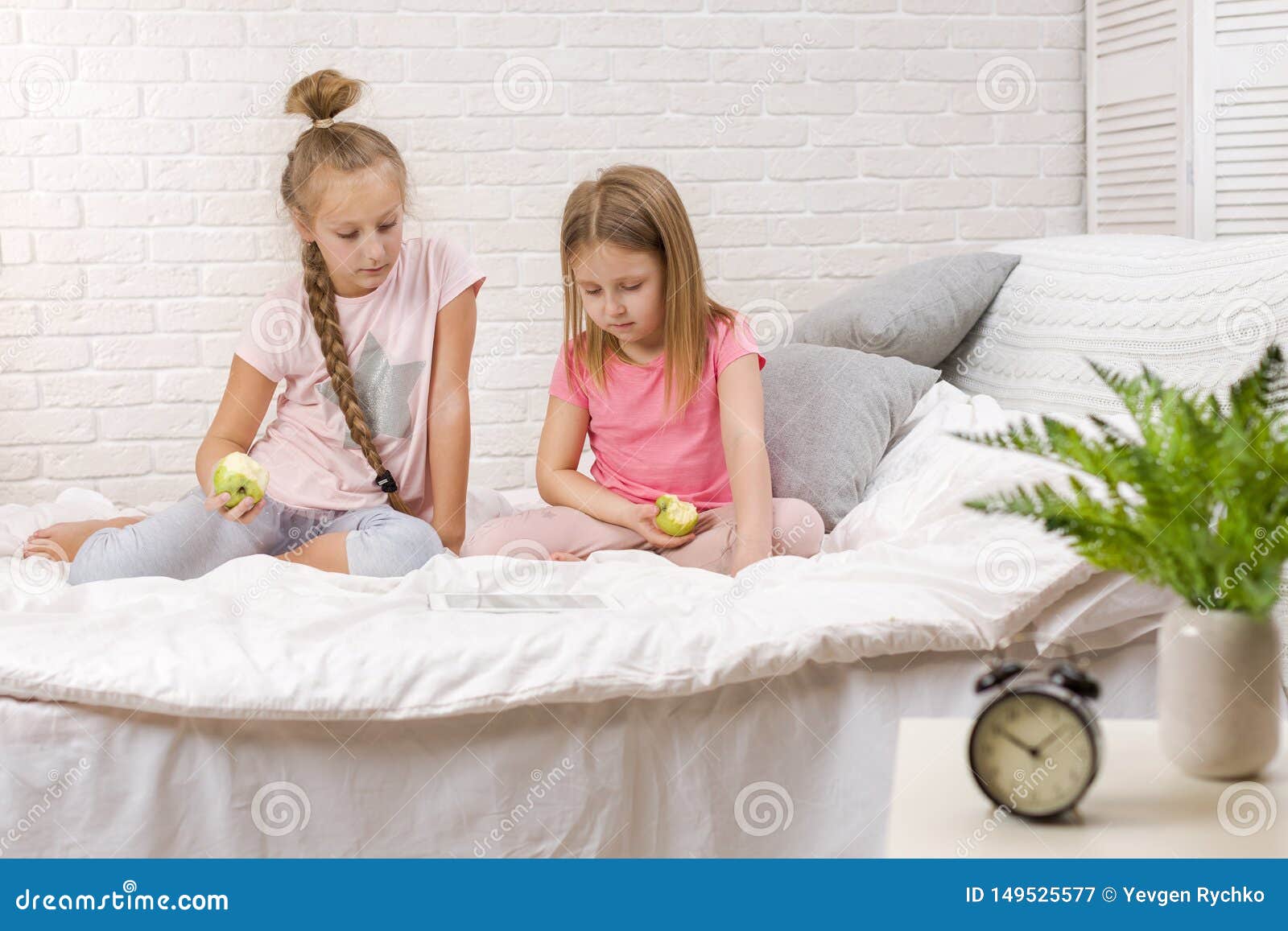 Girls Playing In Bed