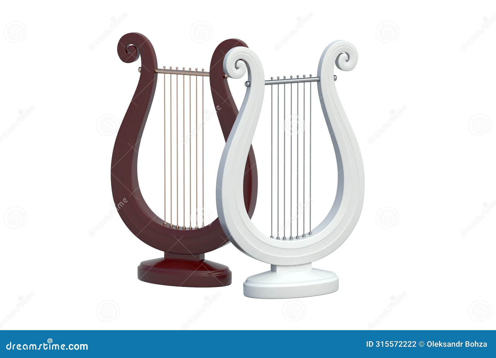 two lyres  on background. ancient greek musical instrument.