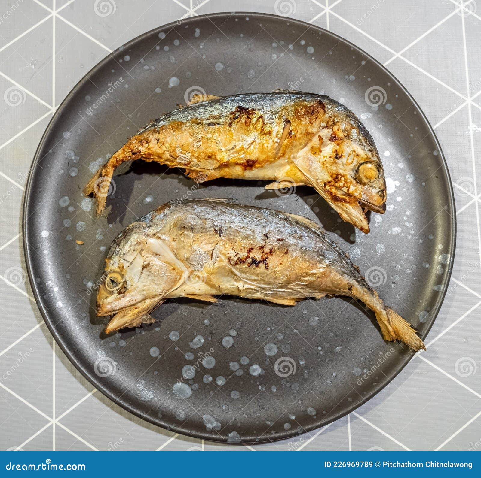 Two Mackeral Fish for Dinner Stock Image Image of famous, crunch