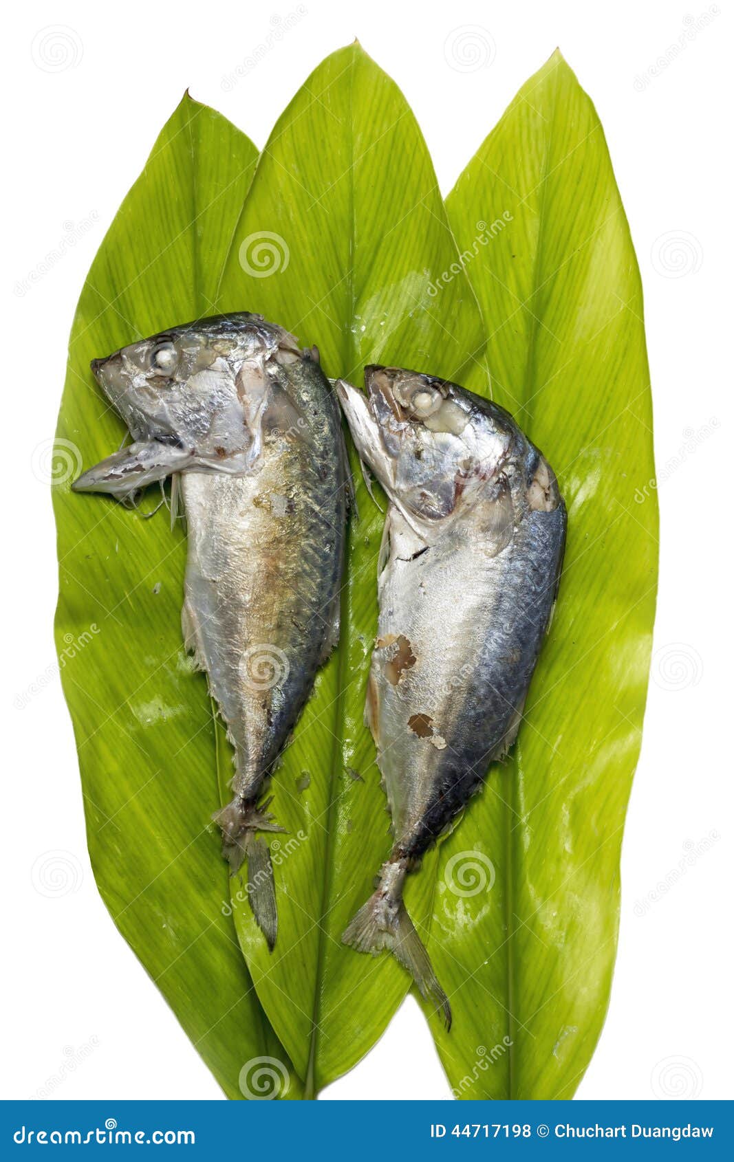 Two Mackerel in Banana Leaf Stock Photo Image of freshwater, cooked