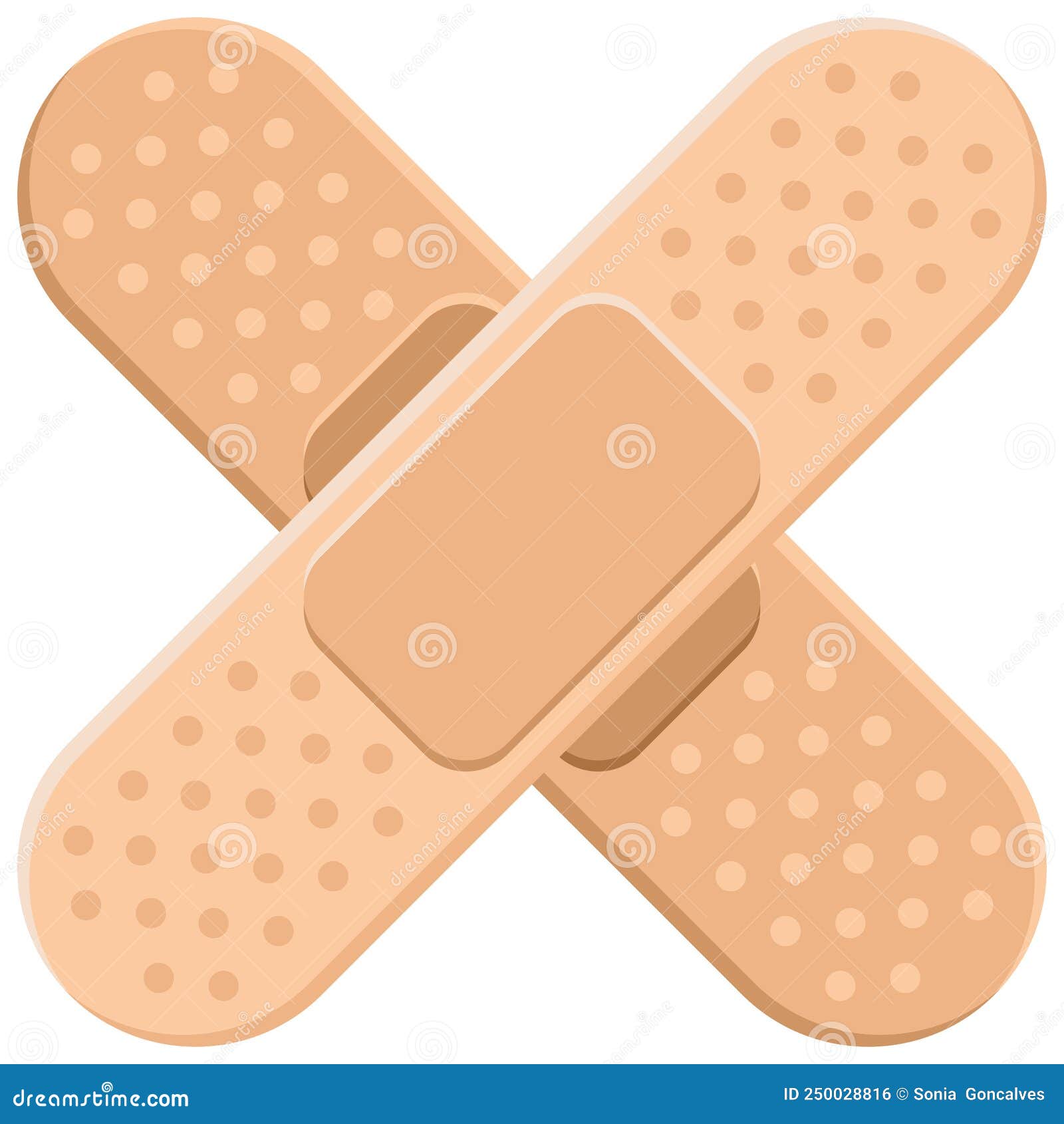 Two Medical Adhesive Bandages Making a Cross Stock Vector