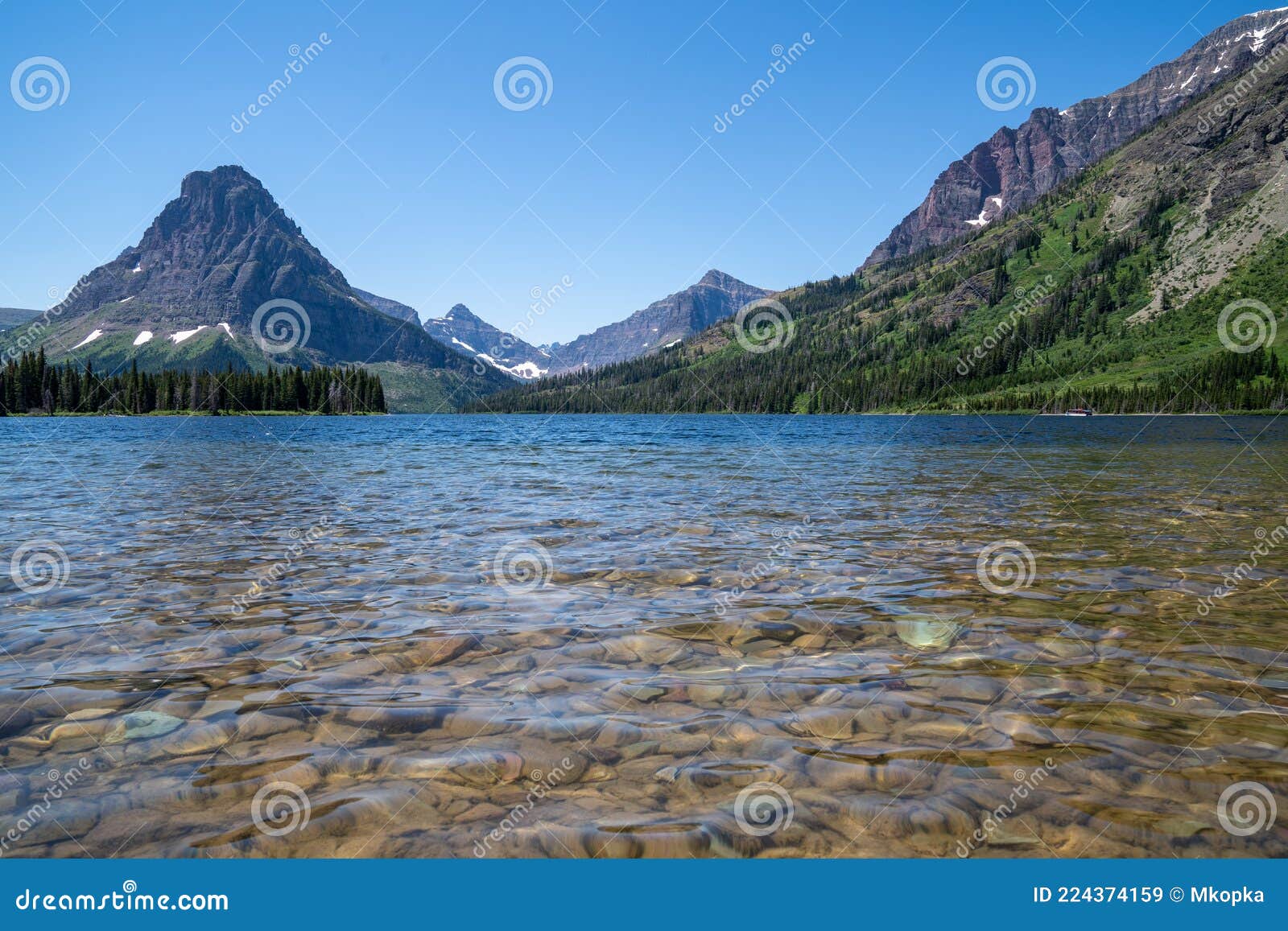 two medicine lake in glacier national park in montana usa
