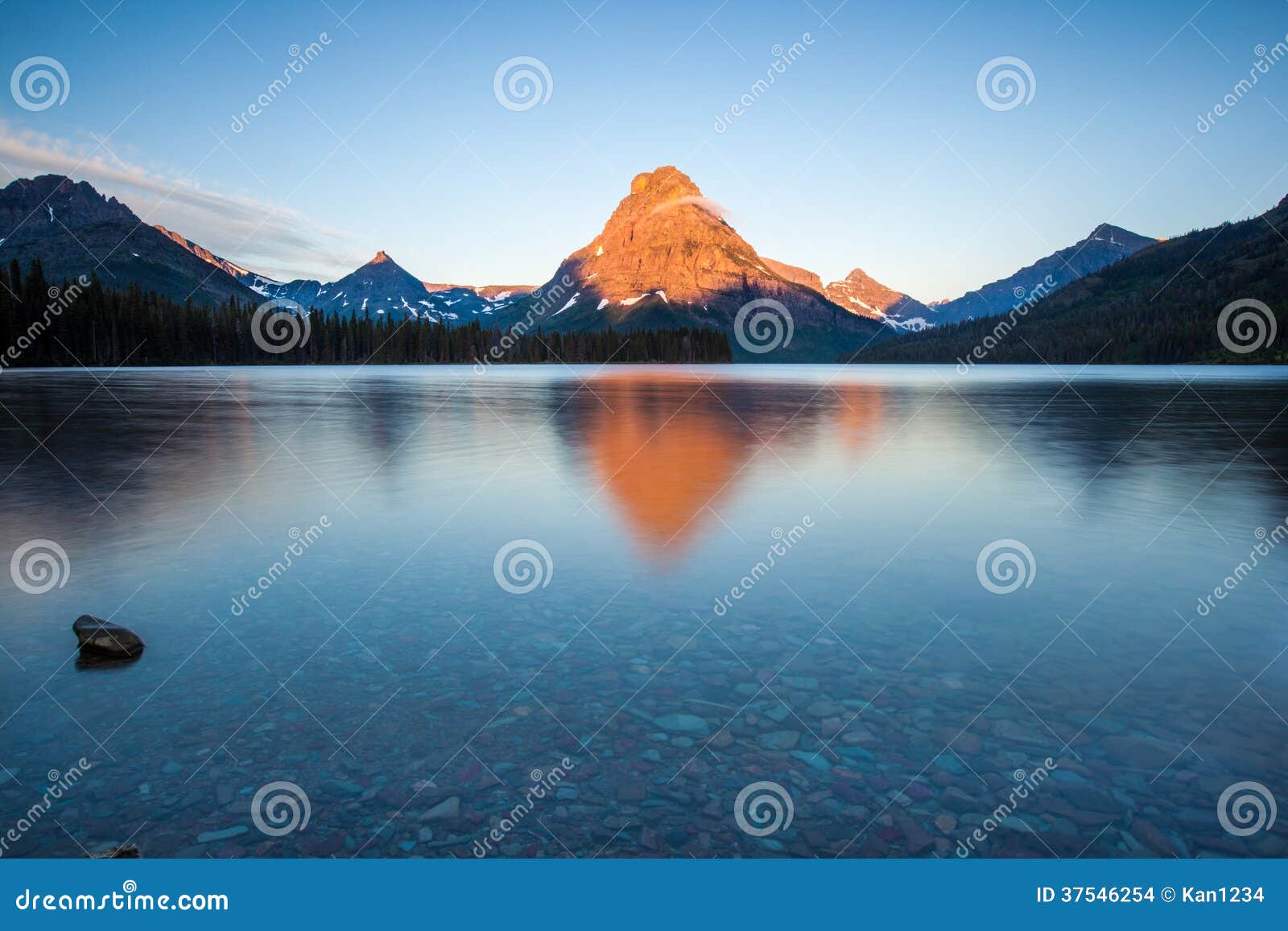 two medicine lake, glacier national park, in the morning