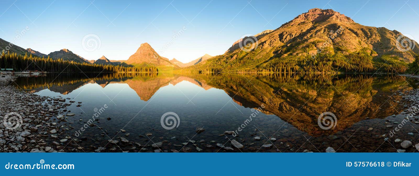 two medicine lake sunrise panorama