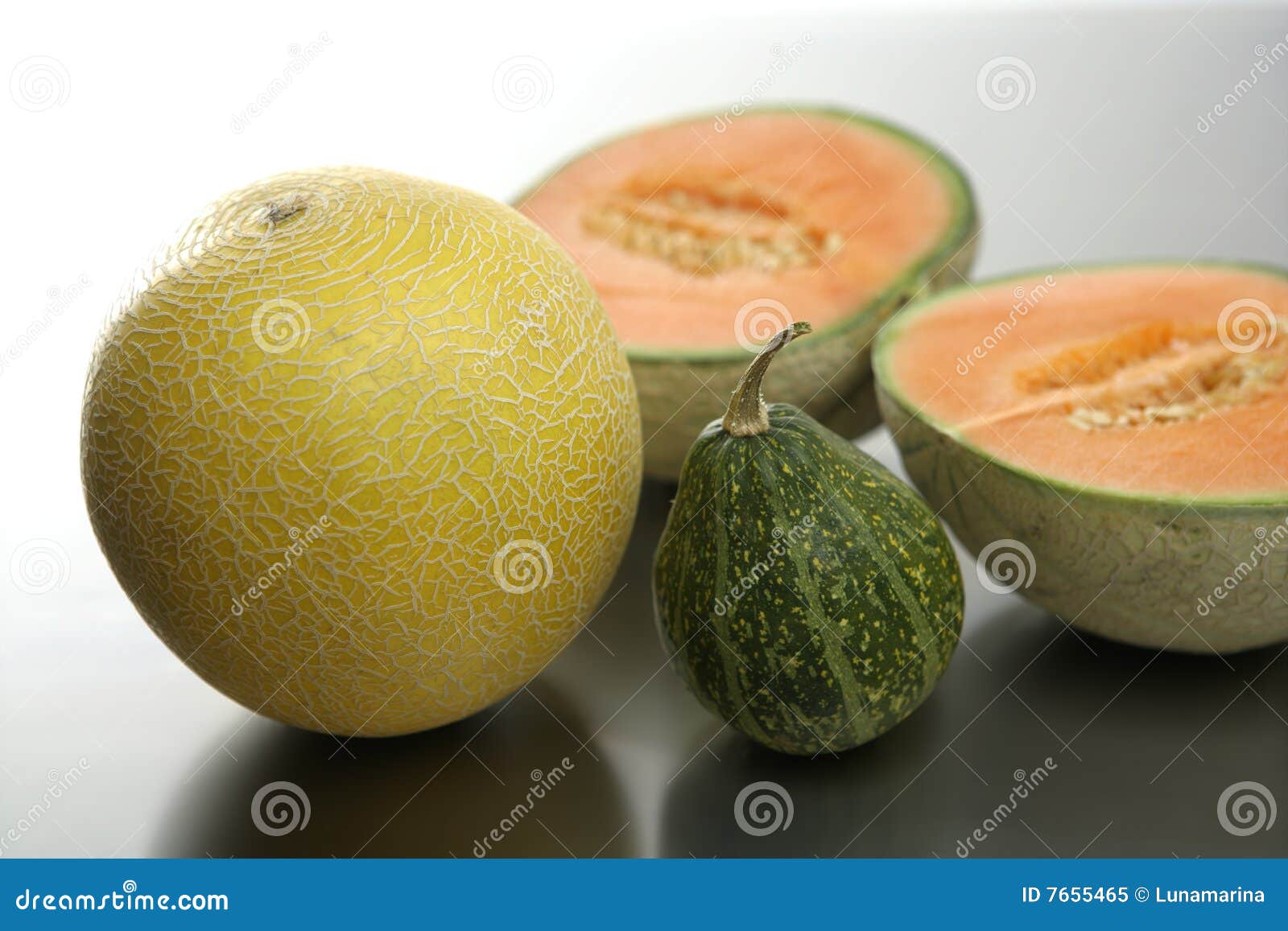 Two Melon Fruits and Pumpkin Stock Image Image of dessert, orange