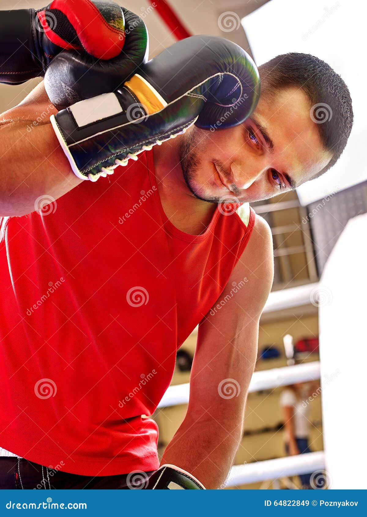 Two Men Boxer Wearing Helmet Boxing Stock Image Image of arena, body 64822849