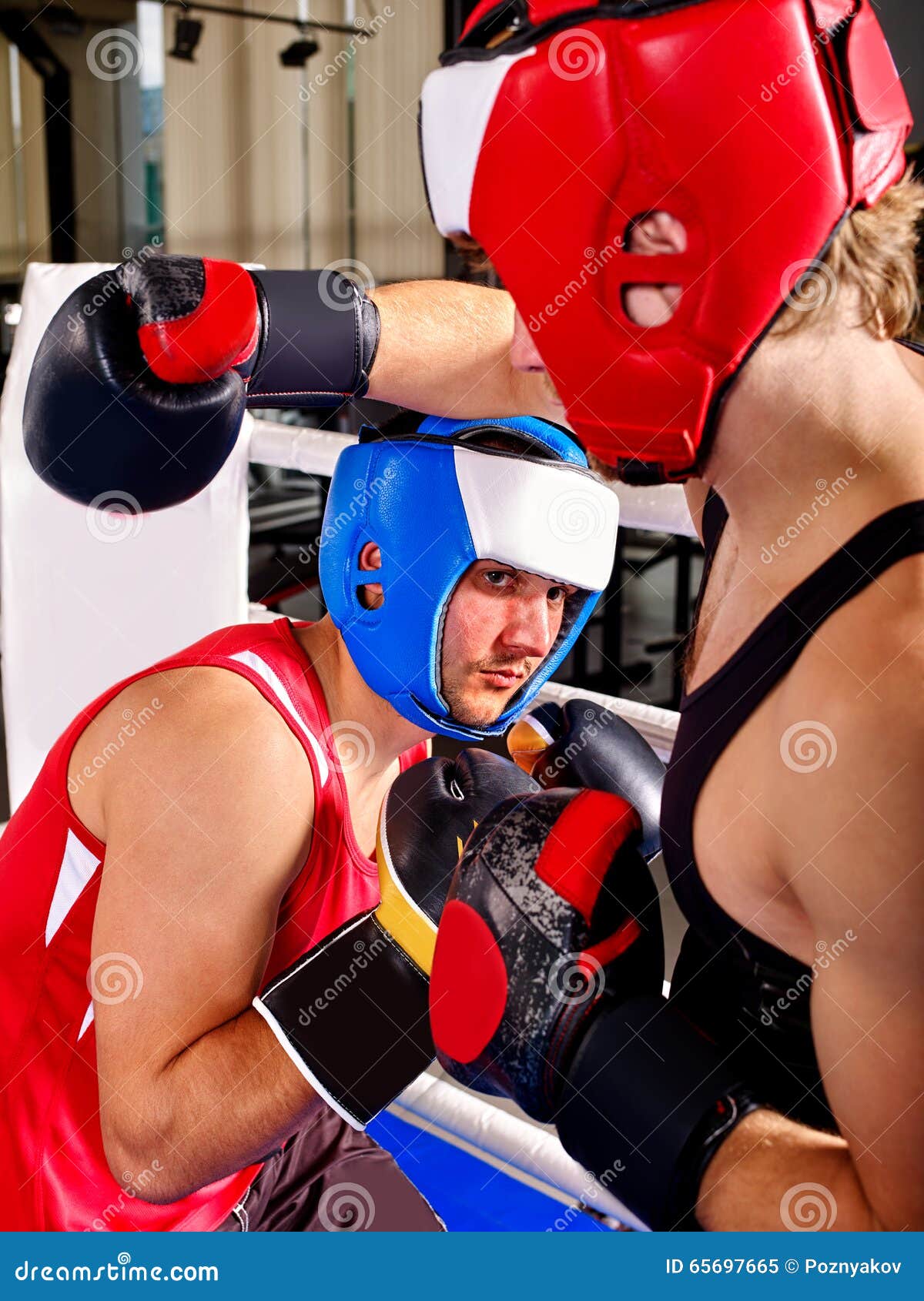 Two Men Boxer Wearing Helmet Boxing . Stock Image Image of sportswear, athlete 65697665