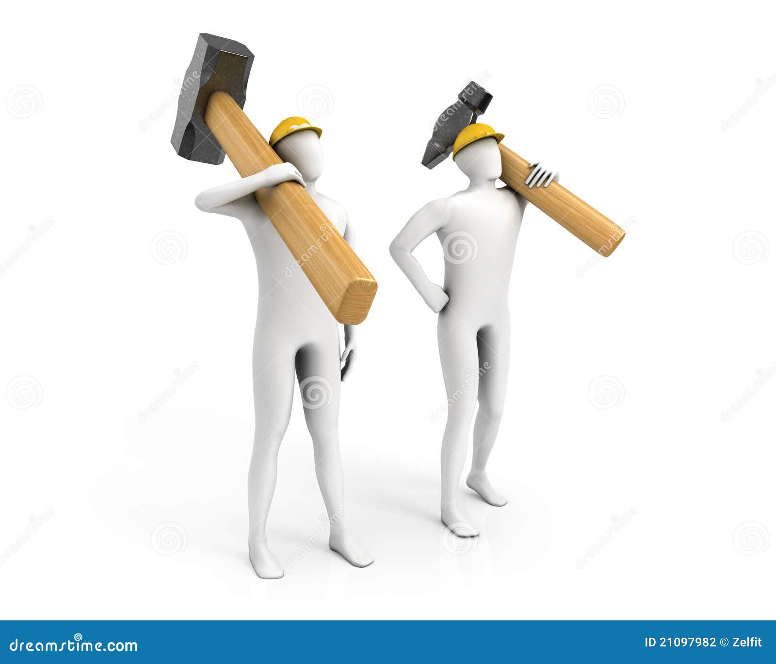 Two Men With Huge Sledgehammer And Hammer Stock Photography