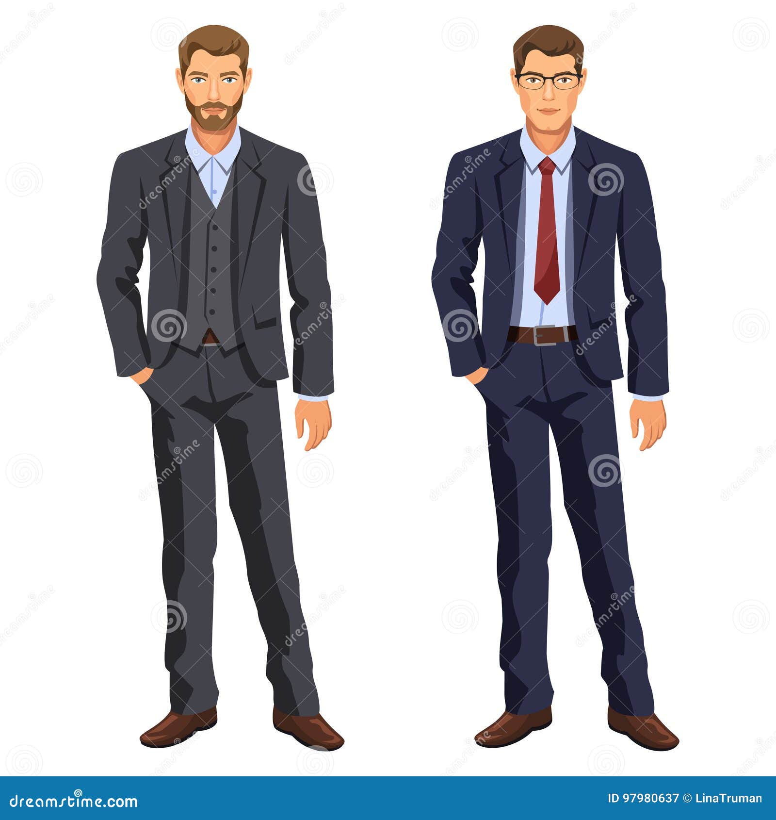 Two Men. Man in Business Suit Stock Vector - Illustration of glasses,  friendly: 97980637