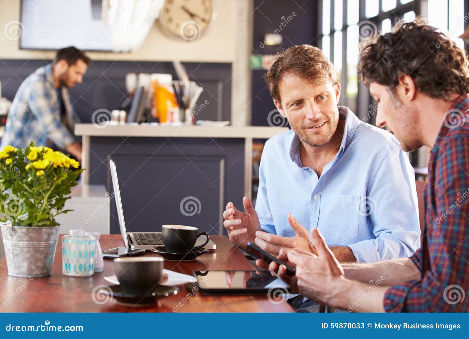 Two Men Meeting at a Coffee Shop Stock Image Image of discussion