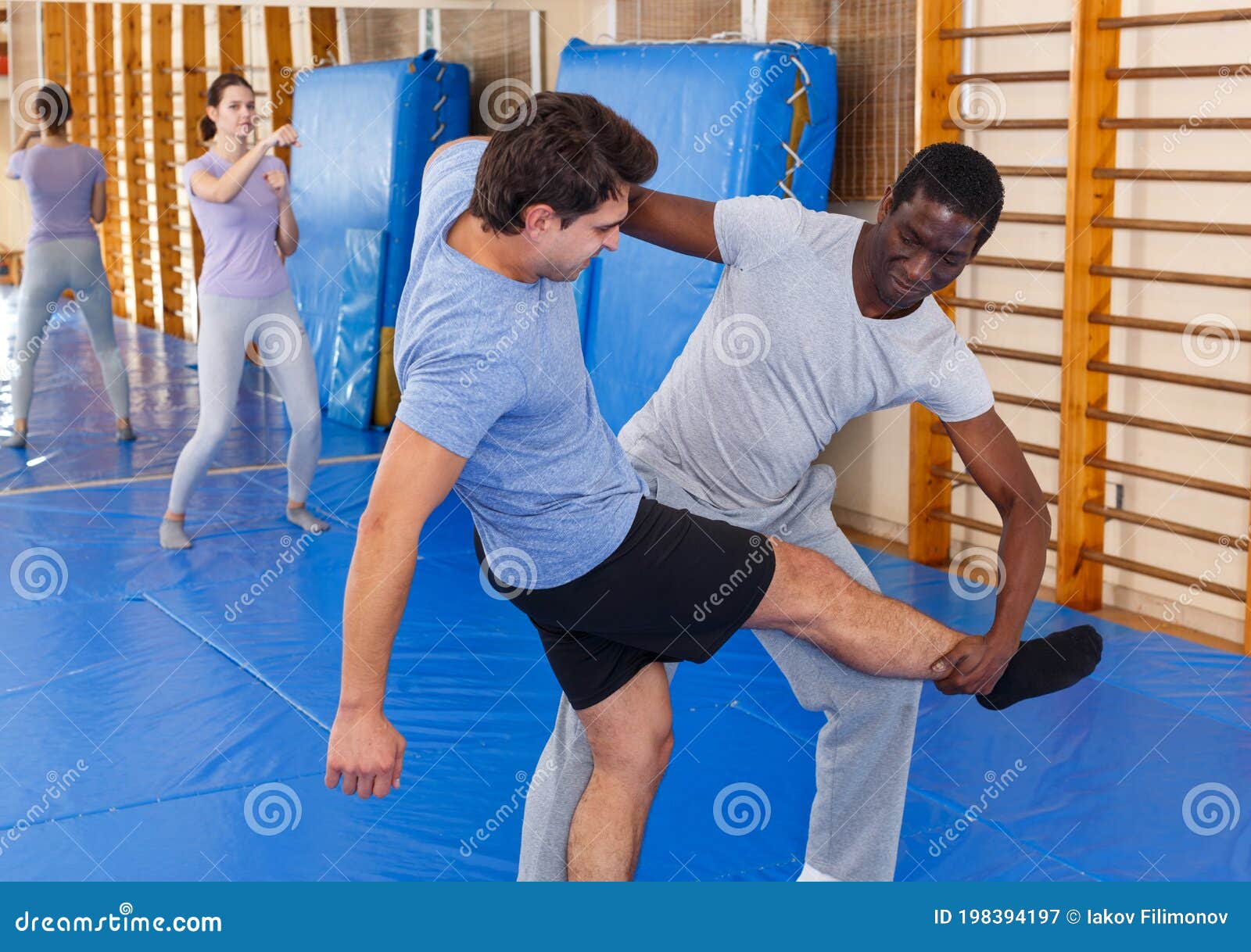 Two Men Practicing Self Defense Techniques Stock Image Image Of African American
