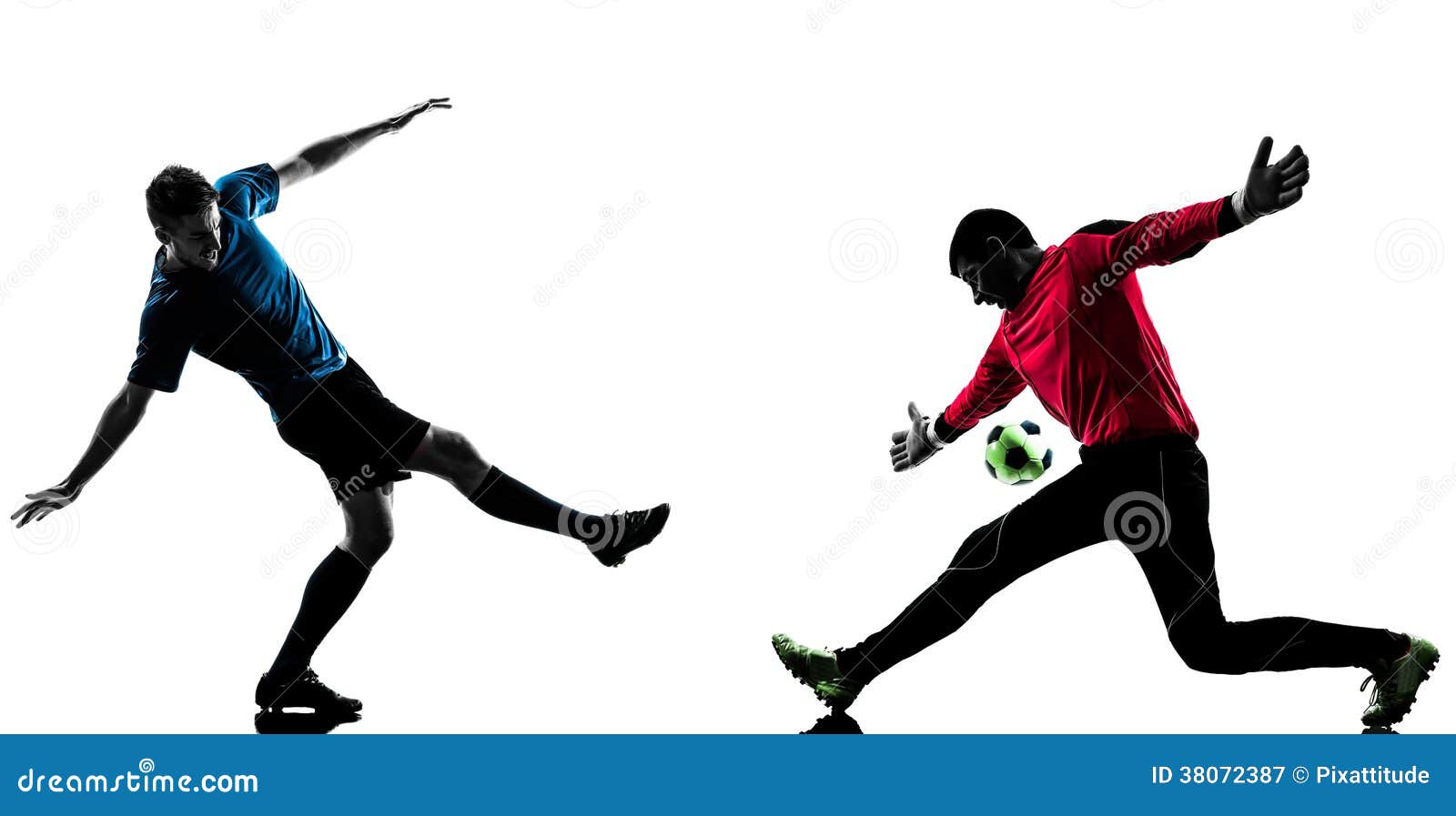 Two Men Soccer Player Goalkeeper Competition Silhouette Stock Image