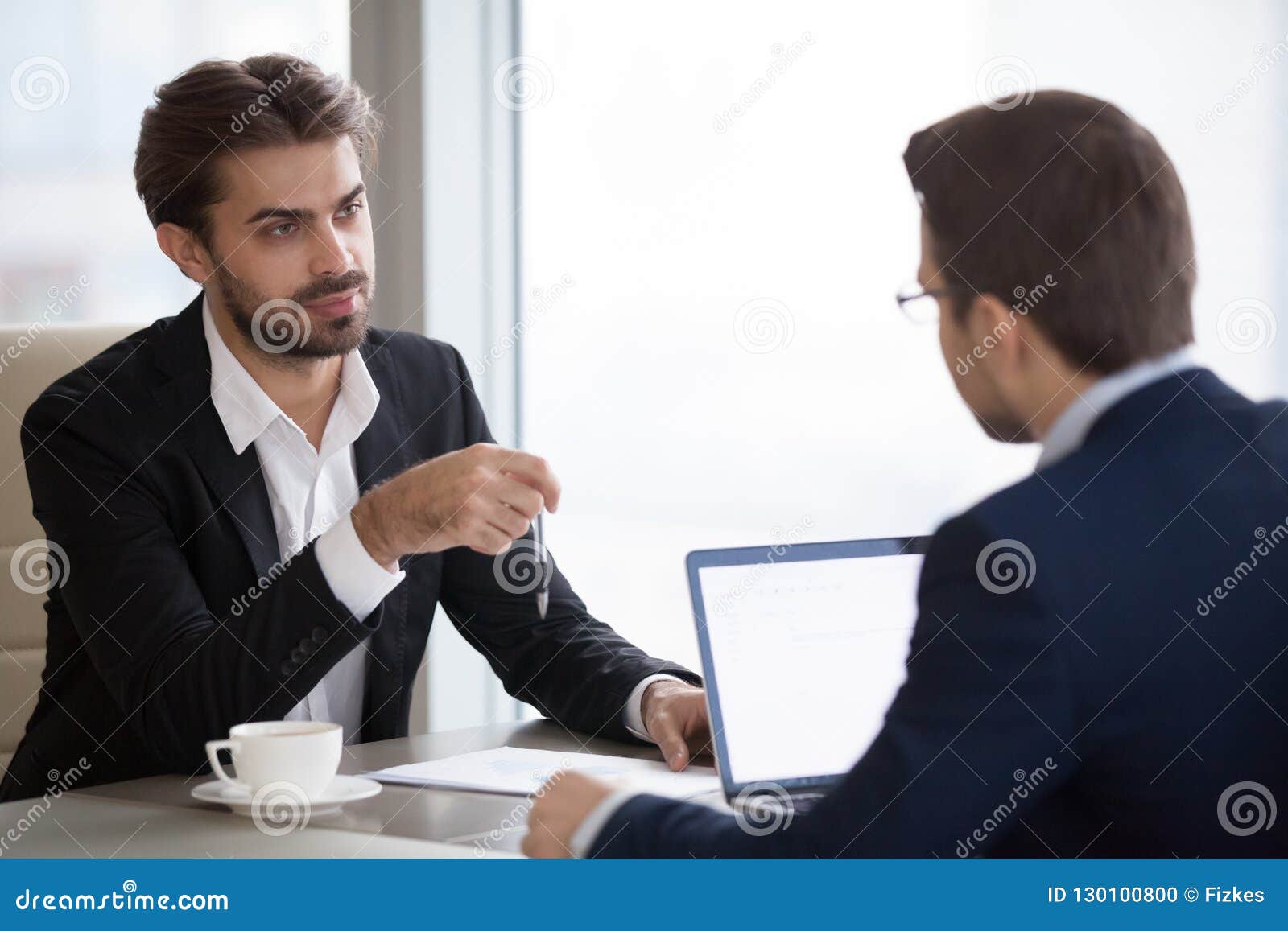 Two Men in Suits are Talking in the Office Stock Photo - Image of office,  colleague: 130100800